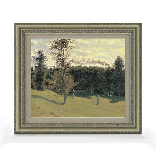 【油絵 直筆仕上げ】クロード・モネ 田園の列車 F8 【額入り】 絵画 販売 8号 油彩 風景画 602×528mm ..