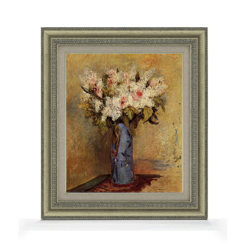 【油絵 直筆仕上げ】ルノワール ライラックとバラ F8 【額入り】 絵画 販売 8号 油彩 風景画 602×528mm..