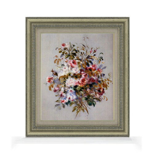 Rakuten - 【油絵 直筆仕上げ】ルノワール ローズのブーケ F8 【額入り】 絵画 販売 8号 油彩 風景画 602×528mm 複製画 送料無料 プレゼント ギフト 開店祝い 開業祝い 退職祝い 新築祝い リビング 玄関 モダン アートフレーム 壁掛け