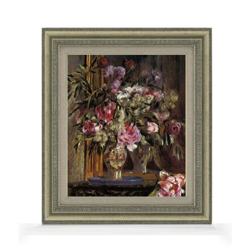 Rakuten - 【油絵 直筆仕上げ】ルノワール 花瓶の花(2) F8 【額入り】 絵画 販売 8号 油彩 風景画 602×528mm 複製画 送料無料 プレゼント ギフト 開店祝い 開業祝い 退職祝い 新築祝い リビング 玄関 モダン アートフレーム 壁掛け