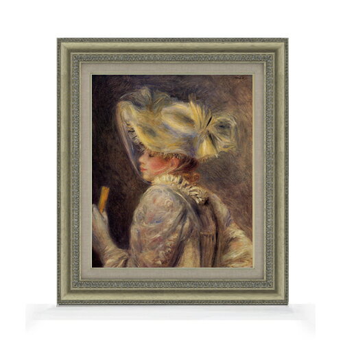 【油絵 直筆仕上げ】ルノワール 白い帽子の女 F8 【額入り】 絵画 販売 8号 油彩 風景画 602×528mm 複製画 送料無料 プレゼント ギフト 開店祝い 開業祝い 退職祝い 新築祝い リビング 玄関 モダン アートフレーム 壁掛け