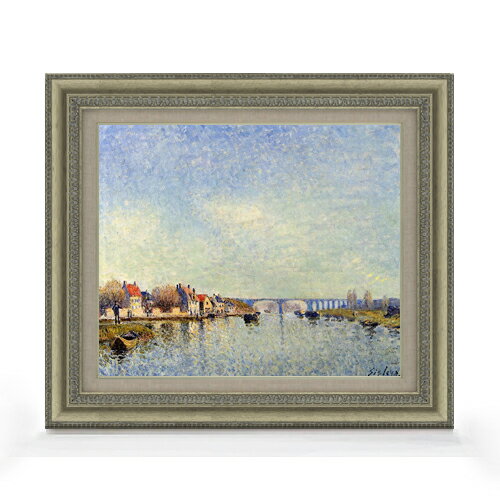 【油絵 直筆仕上げ】シスレー セーヌ・エ・マルヌの湖畔 F8 【額入り】 絵画 販売 8号 油彩 風景画 602..