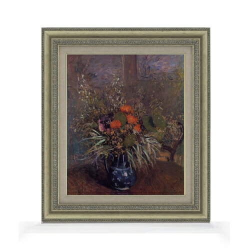 Rakuten - 【油絵 直筆仕上げ】シスレー 花と花瓶 F8 【額入り】 絵画 販売 8号 油彩 風景画 602×528mm 複製画 送料無料 プレゼント ギフト 開店祝い 開業祝い 退職祝い 新築祝い リビング 玄関 モダン アートフレーム 壁掛け