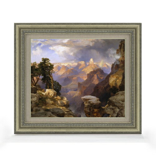 Rakuten - 【油絵 直筆仕上げ】トーマス・モラン Grand Canyon with Rainbow F8 【額入り】 絵画 販売 8号 油彩 風景画 602×528mm 複製画 送料無料 プレゼント ギフト 開店祝い 開業祝い 退職祝い 新築祝い リビング 玄関 モダン アートフレーム 壁掛け