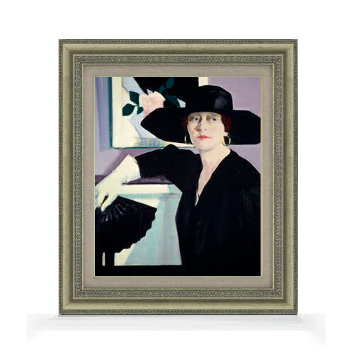 【油絵 直筆仕上げ】フランシス・カデル Portrait of a Lady in Black F8 【額入り】 絵画 販売 8号 油彩 人物画 602×528mm 複製画 送料無料 プレゼント ギフト 開店祝い 開業祝い 退職祝い 新築祝い リビング 玄関 モダン アートフレーム 壁掛け