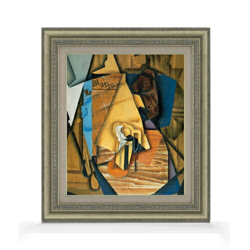 【油絵 直筆仕上げ】フアン・グリス A Man in a Cafe F8 【額入り】 絵画 販売 8号 油彩 抽象画 602×528mm 複製画 送料無料 プレゼント ギフト 開店祝い 開業祝い 退職祝い 新築祝い リビング 玄関 モダン アートフレーム 壁掛け