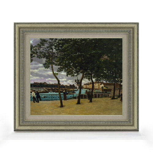 Rakuten - 【油絵 直筆仕上げ】ギヨマン View of the Seine, Paris F8 【額入り】 絵画 販売 8号 油彩 風景画 602×528mm 複製画 送料無料 プレゼント ギフト 開店祝い 開業祝い 退職祝い 新築祝い リビング 玄関 モダン アートフレーム 壁掛け