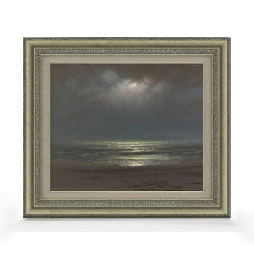 【油絵 直筆仕上げ】トライオン Night The Sea F8 【額入り】 絵画 販売 8号 油彩 風景画 602×528mm 複..