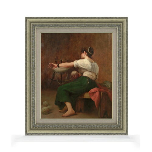【油絵 直筆仕上げ】ファウストゾナロ Woman Winding Wool F8 【額入り】 絵画 販売 8号 油彩 人物画 602×528mm 複製画 送料無料 プレゼント ギフト 開店祝い 開業祝い 退職祝い 新築祝い リビング 玄関 モダン アートフレーム 壁掛け
