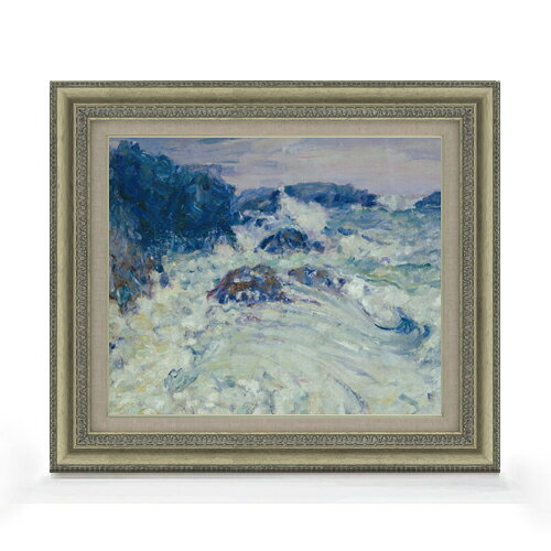 【油絵 直筆仕上げ】ジョン・ピーター・ラッセル Rough sea, Morestil F8 【額入り】 絵画 販売 8号 油彩 風景画 602×528mm 複製画 送料無料 プレゼント ギフト 開店祝い 開業祝い 退職祝い 新築祝い リビング 玄関 モダン アートフレーム 壁掛け