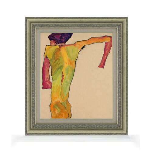 【油絵 直筆仕上げ】エゴン・シーレ 立ち上がる男性 F8 【額入り】 絵画 販売 8号 油彩 抽象画 602×528mm 複製画 送料無料 プレゼント ギフト 開店祝い 開業祝い 退職祝い 新築祝い リビング 玄関 モダン アートフレーム 壁掛け