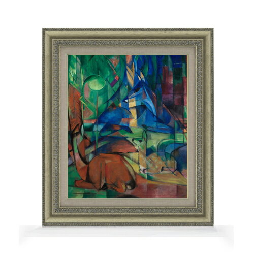 Rakuten - 【油絵 直筆仕上げ】マルク 森への帰還2 F8 【額入り】 絵画 販売 8号 油彩 抽象画 602×528mm 複製画 送料無料 プレゼント ギフト 開店祝い 開業祝い 退職祝い 新築祝い リビング 玄関 モダン アートフレーム 壁掛け