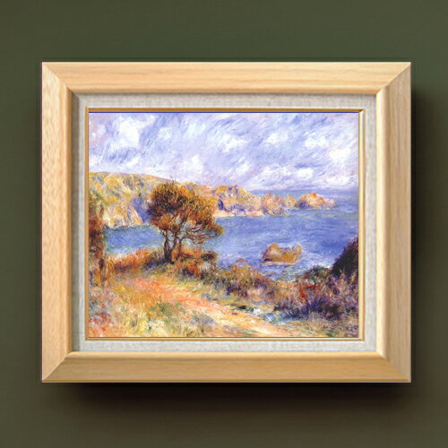 Western Films - 【油絵 直筆仕上げ】ルノワール ガーンジーの風景 F8 【額入り】 絵画 販売 8号 油彩 風景画 600×526mm 複製画 送料無料 プレゼント ギフト 開店祝い 開業祝い 退職祝い 新築祝い リビング 玄関 モダン アートフレーム 壁掛け