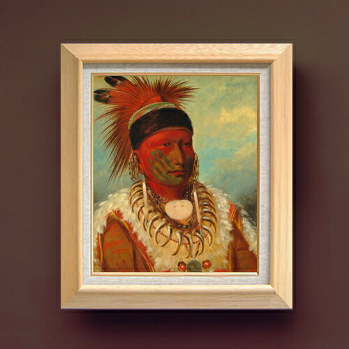 Rakuten - 【油絵 直筆仕上げ】カトリン The White Cloud, Head Chief of the Iowas F8 【額入り】 絵画 販売 8号 油彩 人物画 600×526mm 複製画 送料無料 プレゼント ギフト 開店祝い 開業祝い 退職祝い 新築祝い リビング 玄関 モダン アートフレーム 壁掛け