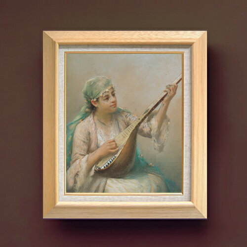 ファウストゾナロ Woman Playing a String Instrument F8  絵画 販売 8号 油彩 人物画 600×526mm 複製画 送料無料 プレゼント ギフト 開店祝い 開業祝い 退職祝い 新築祝い リビング 玄関 モダン アートフレーム 壁掛け