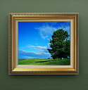 【油絵 直筆仕上げ】空と木と雲 F8サイズ 【額入りインテリア】 油彩 風景画 オリジナルインテリア絵画 風水画 598×524mm 複製画 送料無料 プレゼン...