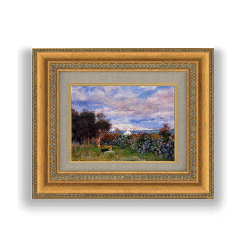 【油絵 直筆仕上げ】ルノワール アルジェの海 SMサイズ 額入り 油絵直筆仕様げ 372×303mm 額縁ガラス板 ｜ 絵画 アート インテリア 壁掛け複製画