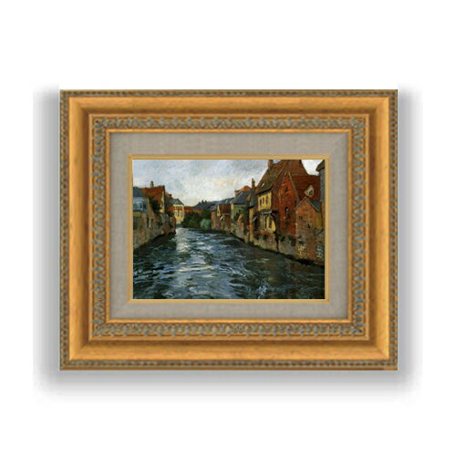 【油絵 直筆仕上げ】フリット・タヴロー アブビルの川岸 SMサイズ 額入り 油絵直筆仕様げ 372×303mm 額縁ガラス板 ｜ 絵画 アート インテリア 壁掛け複製画
