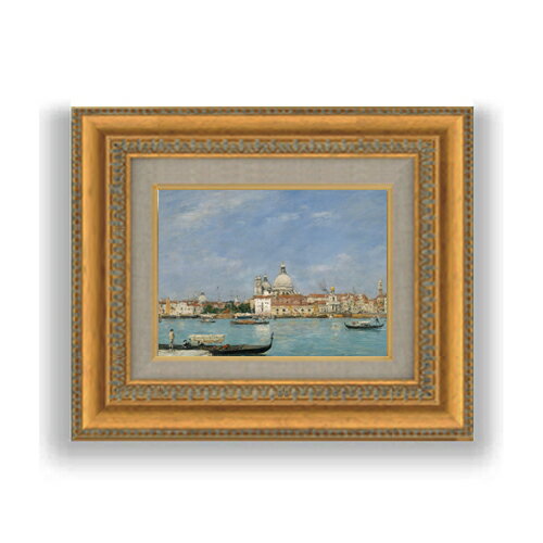 【油絵 直筆仕上げ】ブータン サンタ・マリア・デッラ・サルーテ聖堂-サン・ジョルジョ島から望む SMサイズ 額入り 油絵直筆仕様げ 372×303mm 額縁ガラス板 ｜ 絵画 アート インテリア 壁掛け複製画