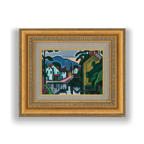 【油絵 直筆仕上げ】ブルーマナー Old Canal Port 額入り 油絵直筆仕様げ 372×303mm 額縁ガラス板 ｜ ..