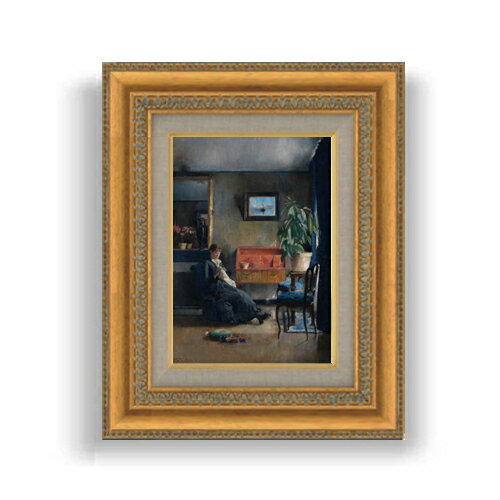 樂天商城 - 【油絵 直筆仕上げ】ハリエット・バッカー Blue Interior SMサイズ 額入り 油絵直筆仕様げ 372×303mm 額縁ガラス板 ｜ 絵画 アート インテリア 壁掛け複製画