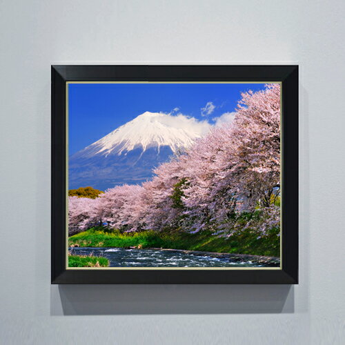 【油絵 直筆仕上げ】富士山 -桜- F10サイズ 額入り 【アップグレードフレーム】 油彩 風景画 オリジナル絵画リビング 風水画 560×485mm 複製画 送料無料 プレゼント ギフト 開店祝い 開業祝い 退職祝い 新築祝い リビング 玄関 アートフレーム 壁掛け
