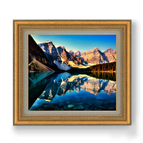 【油絵 直筆仕上げ】モレーン湖の風景 F10サイズ 額入り 【額入り】 油彩 風景画 オリジナルインテリア..