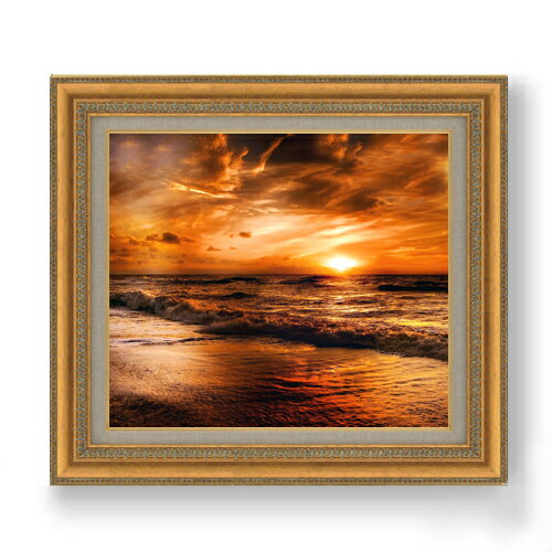 【油絵 直筆仕上げ】リメンバービーチ F10サイズ 額入り 【額入り】 油彩 風景画 オリジナルインテリア絵画 風水画 673×599mm 複製画 ..