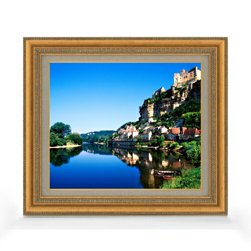 【油絵 直筆仕上げ】崖下の紺蒼 F8サイズ 額入り 【キャンバス・アクリル/額入り】 油彩 風景画 オリジ..