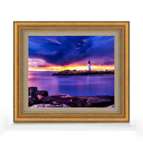 【油絵 直筆仕上げ】サンタ ・ クルスの灯台 F8サイズ 額入り 【キャンバス・アクリル/額入り】 油彩 風景画 オリジナルインテリア絵画 風水画 602×528mm 複製画 送料無料