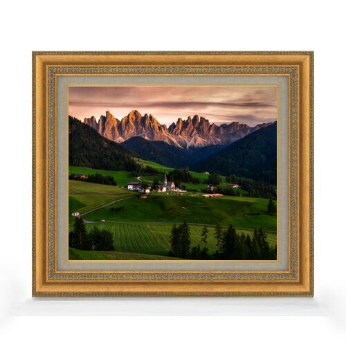 【油絵 直筆仕上げ】ドロミテの風景 F8サイズ 額入り 【キャンバス・アクリル/額入り】 油彩 風景画 オ..