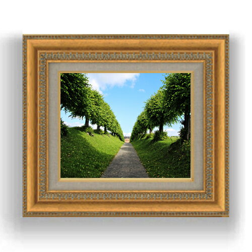 【油絵 直筆仕上げ】キャッスルアベニュー　 F3サイズ 額入り　【キャンバス・額縁】　油彩　風景画　オリジナルインテリア絵画　風水画　422×370mm　複製画 送料無料 プレゼント ギフト 開店祝い 開業祝い 退職祝い 新築祝い リビング 玄関 モダン 壁掛け