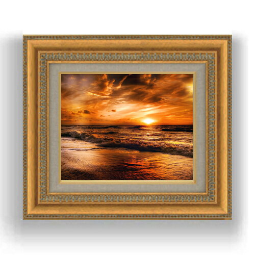 【油絵 直筆仕上げ】リメンバービーチ　 F3サイズ 額入り　【キャンバス・額縁】　油彩　風景画　オリ..