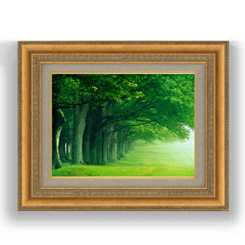 【油絵 直筆仕上げ】the green woods F4サイズ 額入り 【キャンバス・額縁】 油彩 風景画 オリジナルインテリア絵画 風水画 481×391mm...