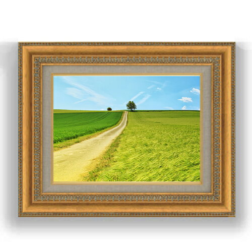 【油絵 直筆仕上げ】グリーンフィールド F4サイズ 額入り 【キャンバス・額縁】 油彩 風景画 オリジナ..