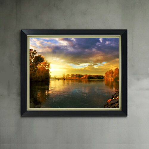 Rakuten - 【油絵 直筆仕上げ】ワンツベックより、森林日光の効果 F6サイズ 額入り 【アップグレードフレーム】 油彩 風景画 オリジナルインテリア絵画 風水画 476×384mm 複製画 送料無料 プレゼント ギフト 開店祝い 開業祝い 退職祝い 新築祝い リビング 玄関