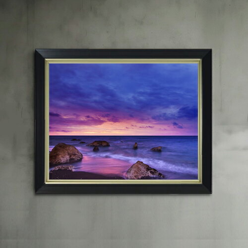 Rakuten - 【油絵 直筆仕上げ】砂岩海景-夕暮れ- F6サイズ 額入り 【アップグレードフレーム】 油彩 風景画 オリジナルインテリア絵画 風水画 476×384mm 複製画 送料無料 プレゼント ギフト 開店祝い 開業祝い 退職祝い 新築祝い リビング 玄関