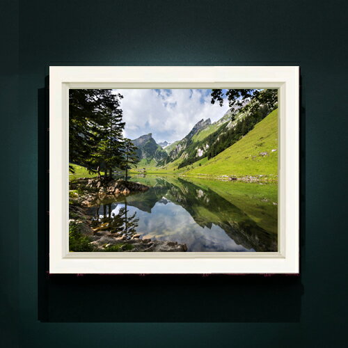 Rakuten - 【油絵 直筆仕上げ】アルプスの眺め F6サイズ 額入り 【アップグレードフレーム】 油彩 風景画 オリジナルインテリア絵画 風水画 476×384mm 複製画 送料無料 プレゼント ギフト 開店祝い 開業祝い 退職祝い 新築祝い リビング 玄関