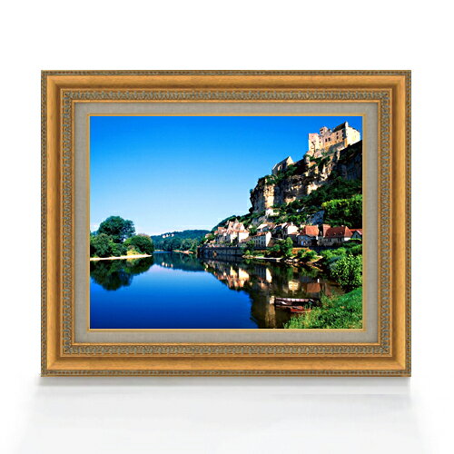 【油絵 直筆仕上げ】崖下の紺蒼 F6サイズ 額入り 【キャンバス・アクリル/額入り】 油彩 風景画 オリジ..