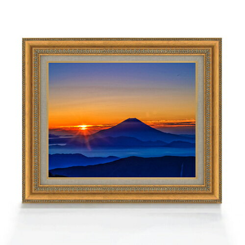 【油絵 直筆仕上げ】富士山-日の出- F6サイズ 額入り 【キャンバス・アクリル/額入り】 油彩 風景画 オリジナルインテリア絵画 風水画 558×467mm ...