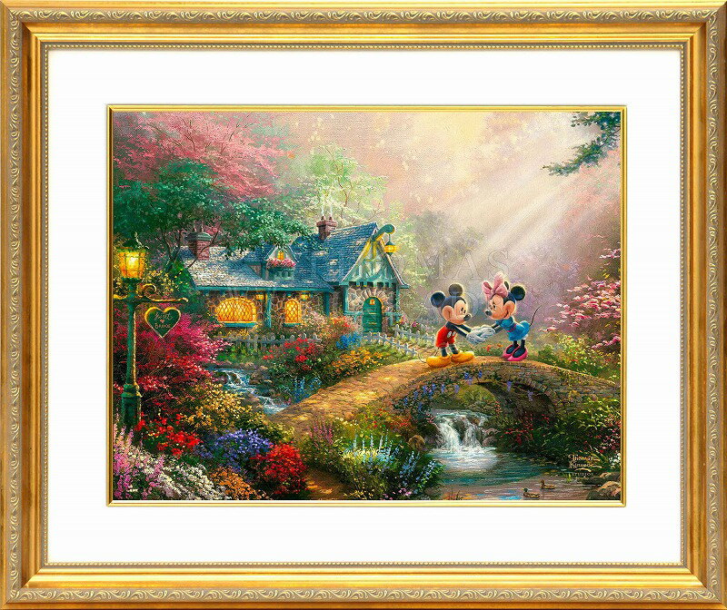 【レビュー特典付き】ディズニー/トーマス キンケード「ミッキー＆ミニー/スウィートハート ブリッジ」額縁2種選択可 作品証明書 展示用フック付アートプリントポスター インテリア アート Disney 絵画 輸入品
