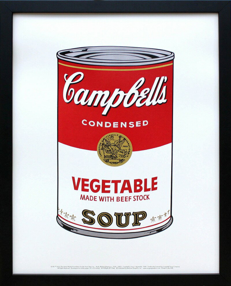 アンディ・ウォーホル「キャンベル・スープ(ベジタブル)1968」展示用フック付ポスター ポップアート インテリア アート 絵画インテリア 模様替え 飾る