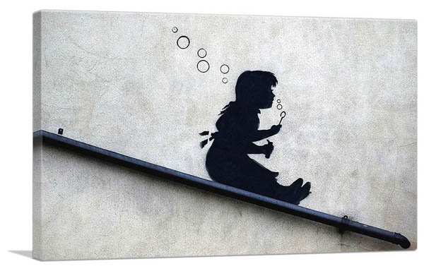 バンクシー アートパネル BANKSY Banksy「バブル ガール/Bubble Girl」キャンバスジークレ 絵画 ポスター 絵 バンクシー作品 