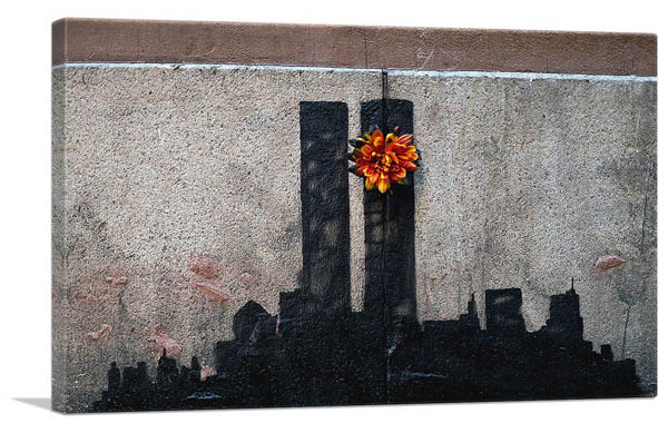 バンクシー アートパネル BANKSY Banksy「ツイン タワーズ NYC トリビュート/Twin Towers NYC Tribute(S)」キャンバスジークレ 絵画 ポスター 絵 バンクシー作品 