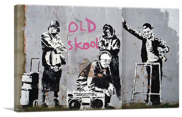 バンクシー アートパネル BANKSY Banksy「オールド スクール/Old Skool」キャンバスジークレ 絵画 ポスター 絵 バンクシー作品 【輸入品】