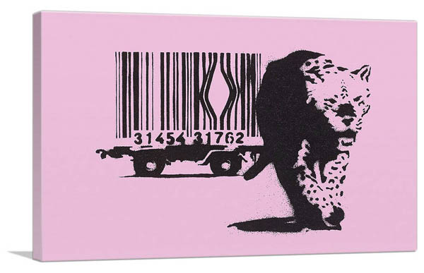 バンクシー アートパネル BANKSY Banksy「バーコード レパード/Barcode Leopard(S)」キャンバスジークレ 絵画 ポスター 絵 バンクシー作品 【輸入品】