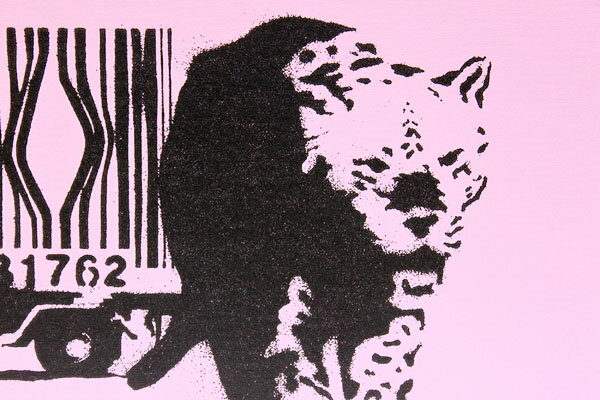 バンクシー アートパネル BANKSY Banksy「バーコード レパード/Barcode Leopard(S)」キャンバスジークレ 絵画 ポスター 絵 バンクシー作品 【輸入品】