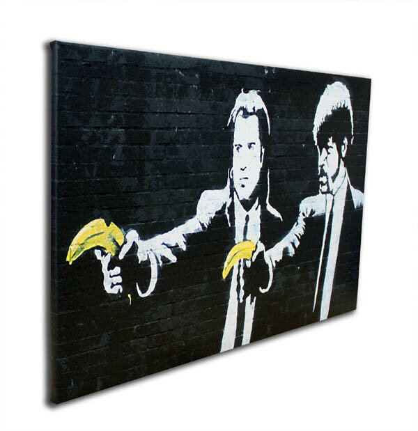 バンクシー アートパネル BANKSY Banksy「パルプ フィクション/Pulp Fiction Bananas(S)」キャンバスジークレ 絵画 ポスター 絵 バンクシー作品 【輸入品】