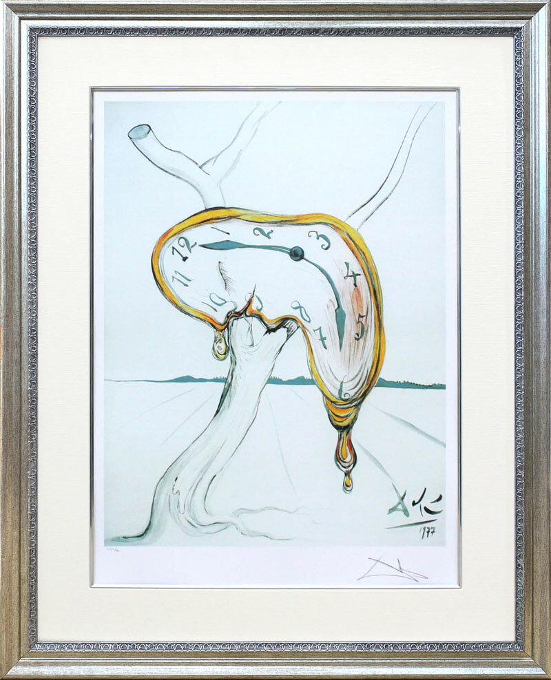 【レビュー特典付き】サルバドール ダリ「溶けた時計」作品証明書 展示用フック 限定エディション付複製画リトグラフ【輸入品】