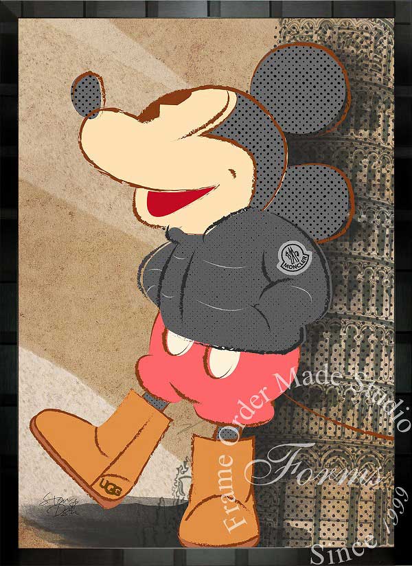 絵画 インテリア ディズニー×ブランドオマージュアート/スターデザイン「ミッキーマウス×モンクレール/UGG」A1ポスター